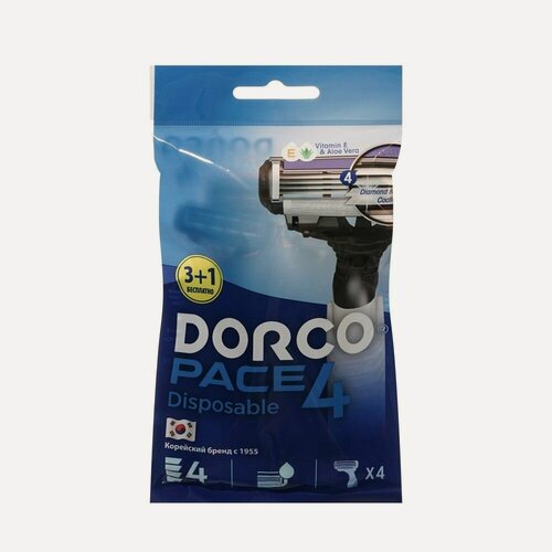 Изображение товара Мужские одноразовые станки Dorco Pace 4 лезвия 4шт