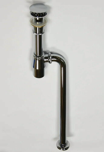 Изображение товара Сифон сливной с вертикальным отводом и донный клапан для раковины с переливом AICITY КН020 хром