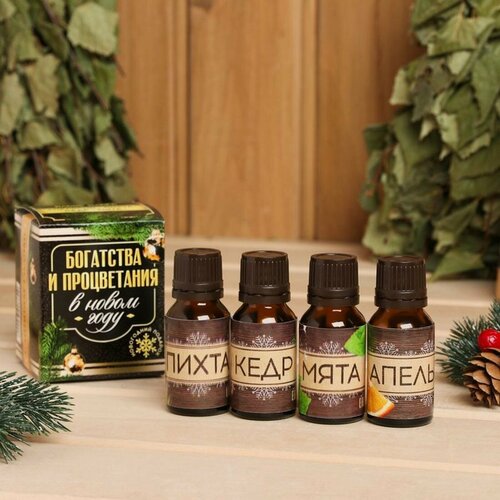 Изображение товара Набор эфирных масел Банная забава "Богатства и процветания", 4 шт по 15 мл