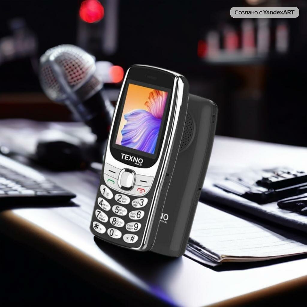 Texno Max 020 кнопочный телефон, две SIM, радио, фонарик, чёрный