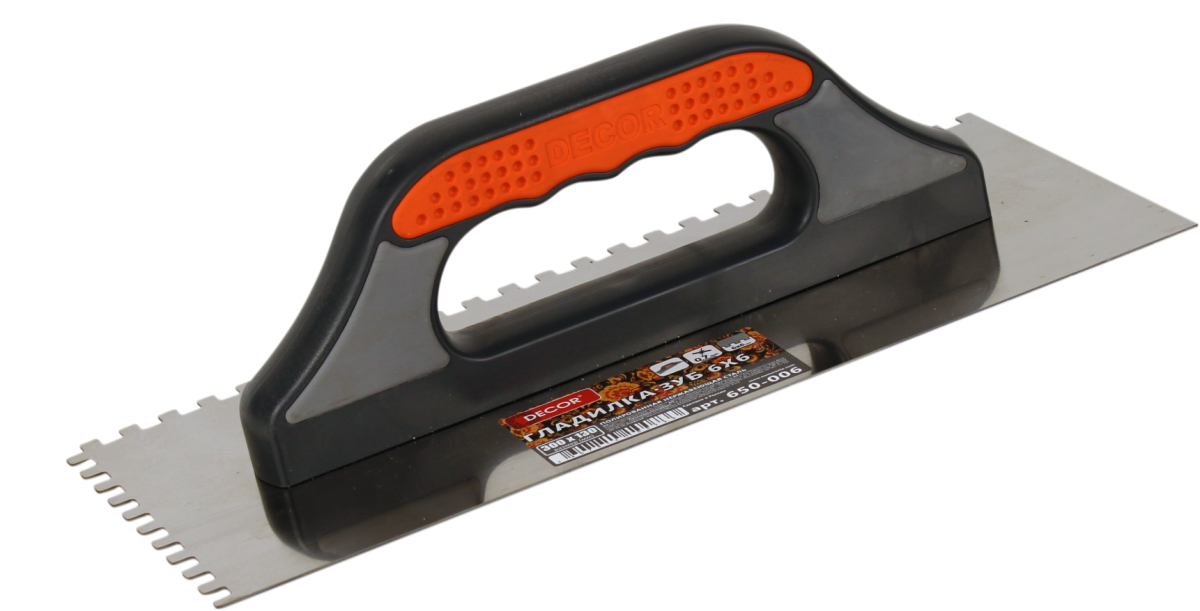 Гладилка 300х130 мм, нержавеющая, зуб 6х6 мм DECOR 650-006