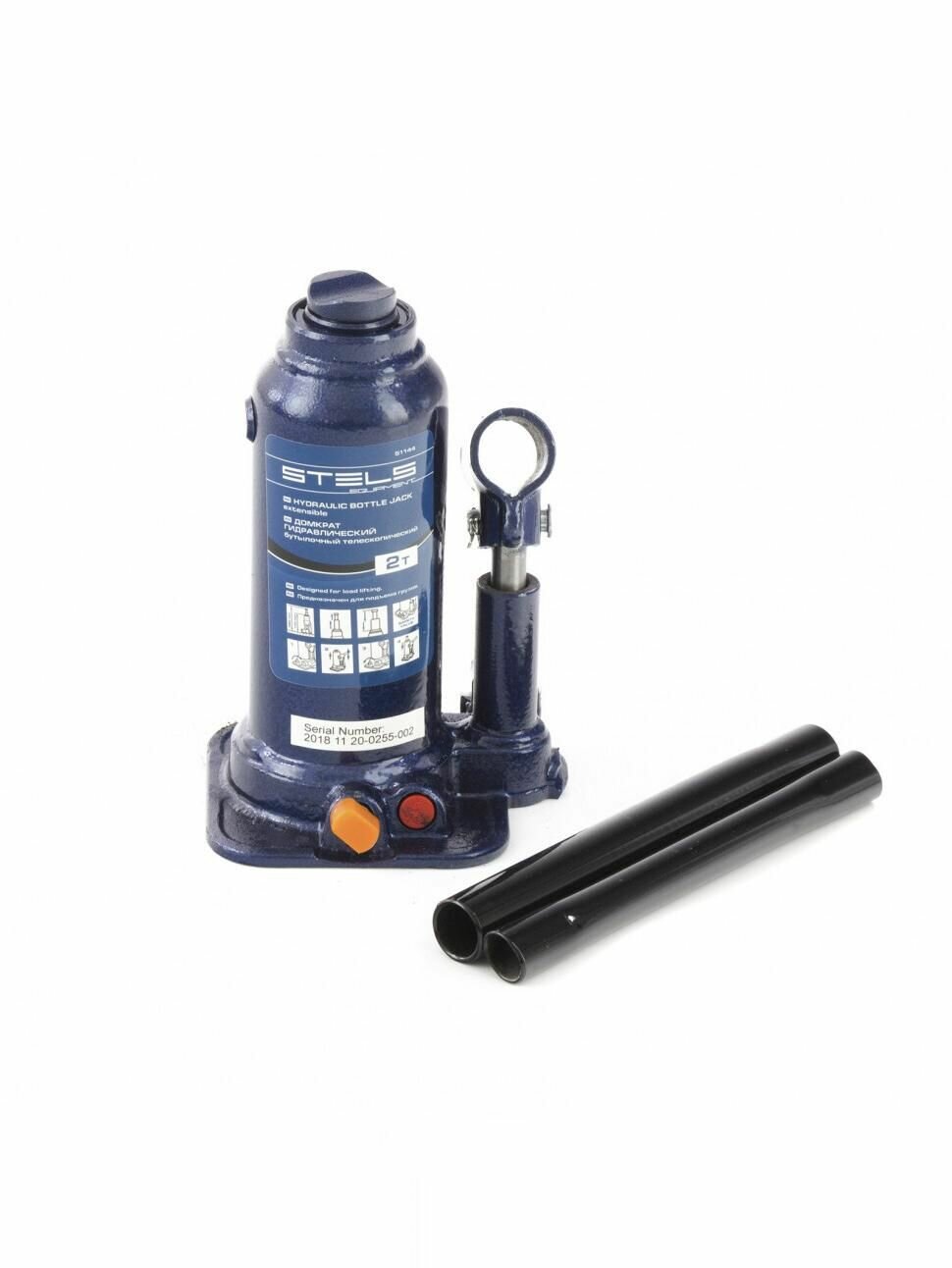 Домкрат гидравлический бутылочный телескопический 2 т подъем 170-380 мм Stels 51144