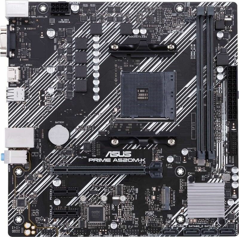 Материнская плата ASUS PRIME A520M-K (RTL) AM4 PCI-E Dsub+HDMI GbLAN SATA MicroATX 2DDR4