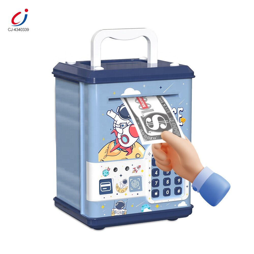 Детский ящик с деньгами в сейфе, музыкальный замок, с кодом голубой