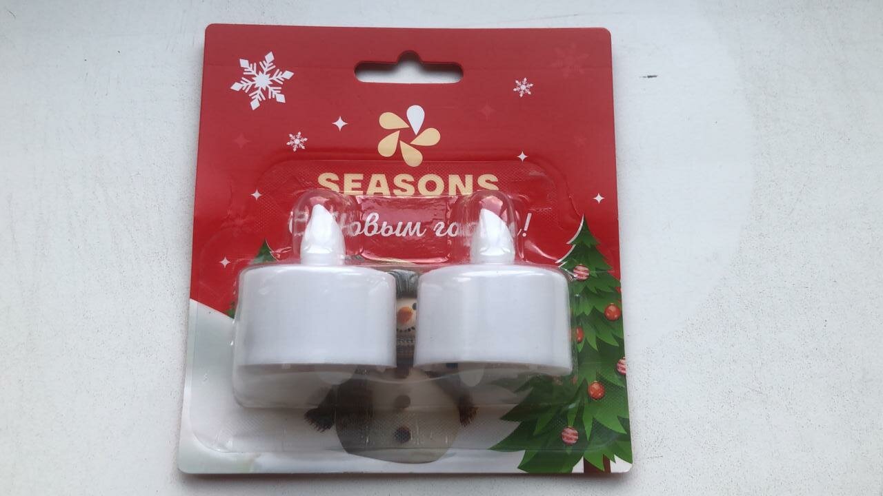 Свечи новогодние светодиодные Seasons   Набор на батарейках для дома  в упаковке 2 шт  4 3 5 см