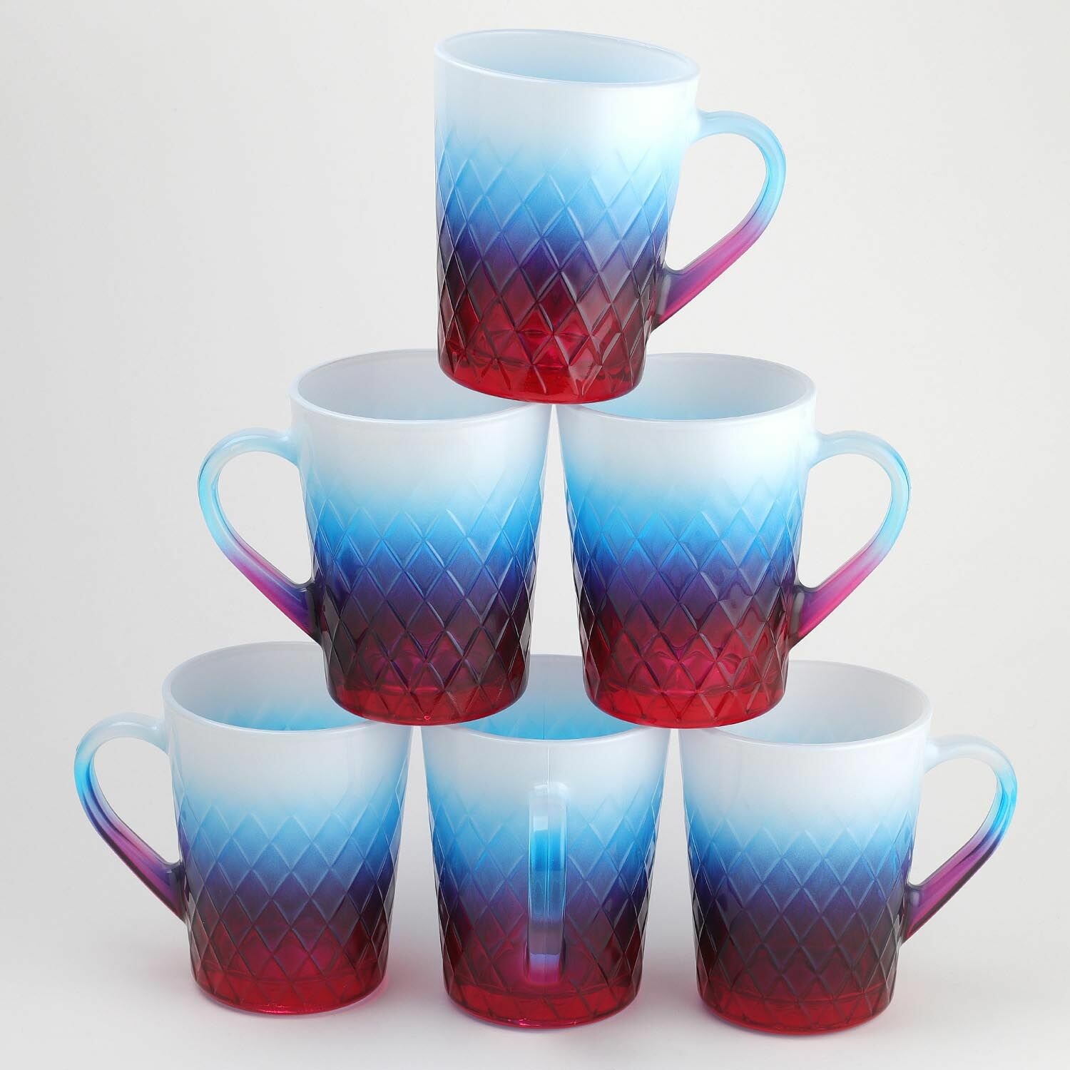 Набор 6 кружек 250мл/d8см h10см / Триколор (шт.)