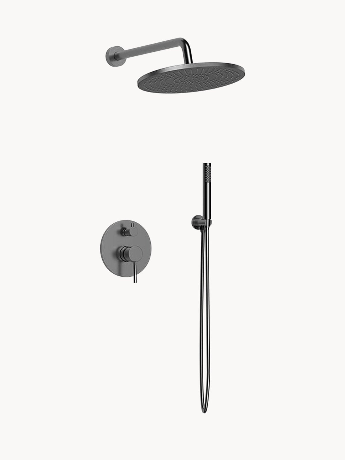 Встраиваемый душевой комплект скрытого монтажа AVS Slimmer с тропическим душем и смесителем без излива оружейная сталь