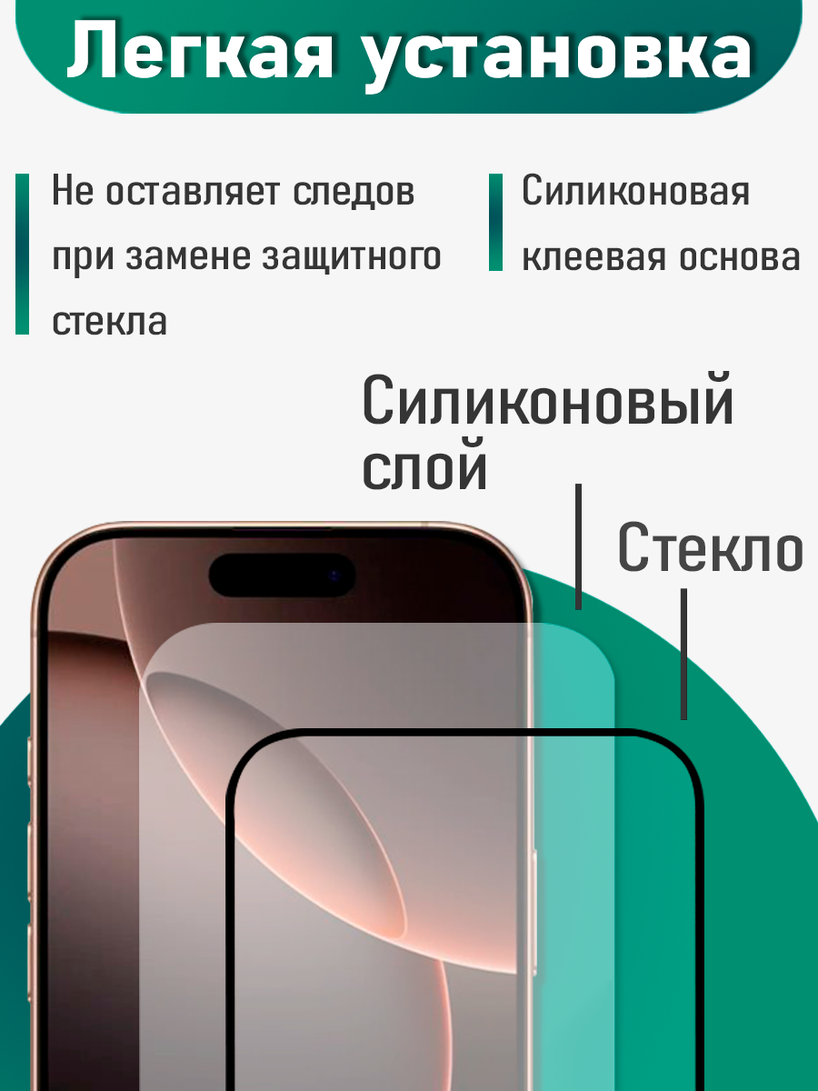 Защитное стекло для iPhone 16 Pro Max на экран (на айфон 16 про макс), прозрачное — фото 1