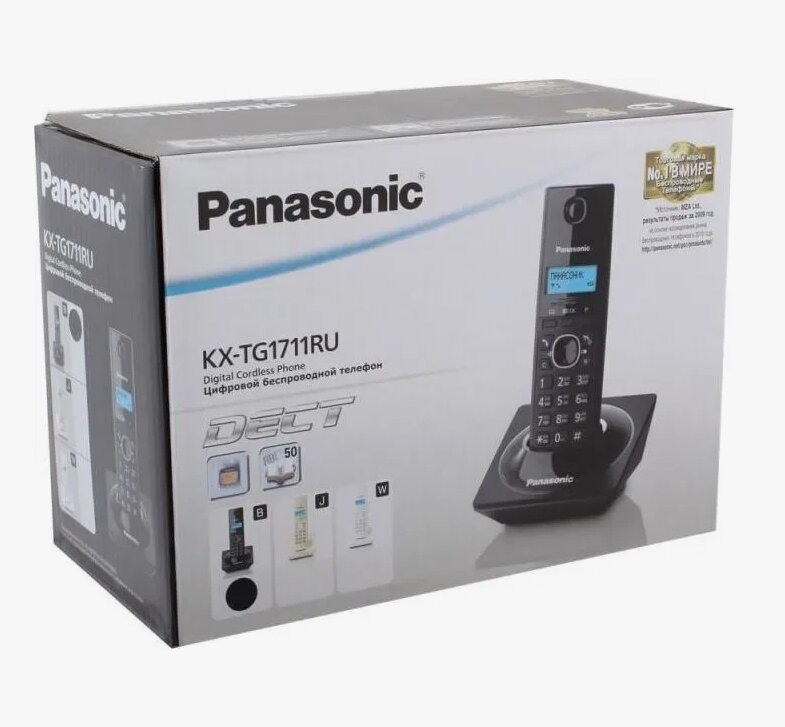 Радиотелефон беспроводной Panasonic KX-TG1711RU 1 трубка черный мультиязычное меню — фото 1