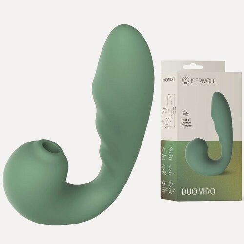 Изображение товара Вакуумный стимулятор клитора с вибратором Duo Viro зеленый 14,8