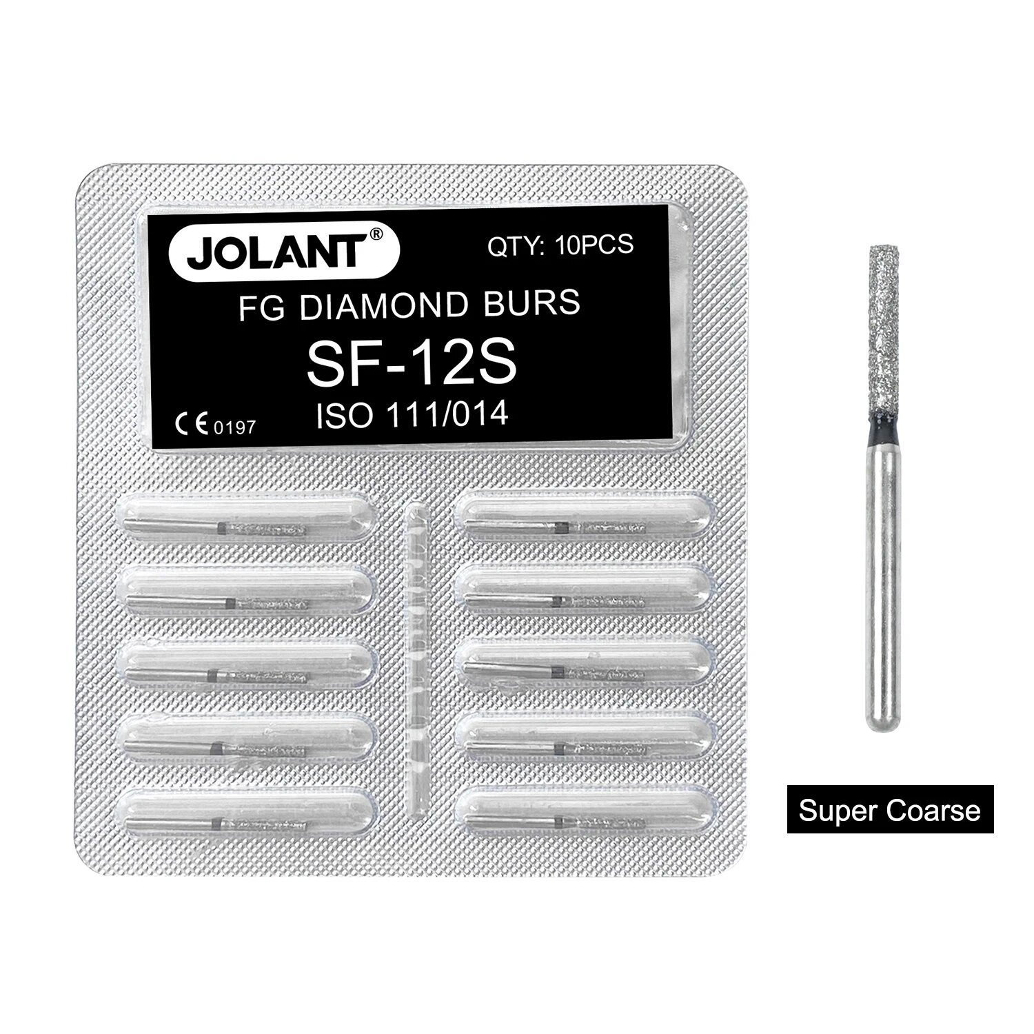 Стоматологические алмазные боры JOLANT FG 1,6 мм, набор из 10 штук, 10pcs SF-12S