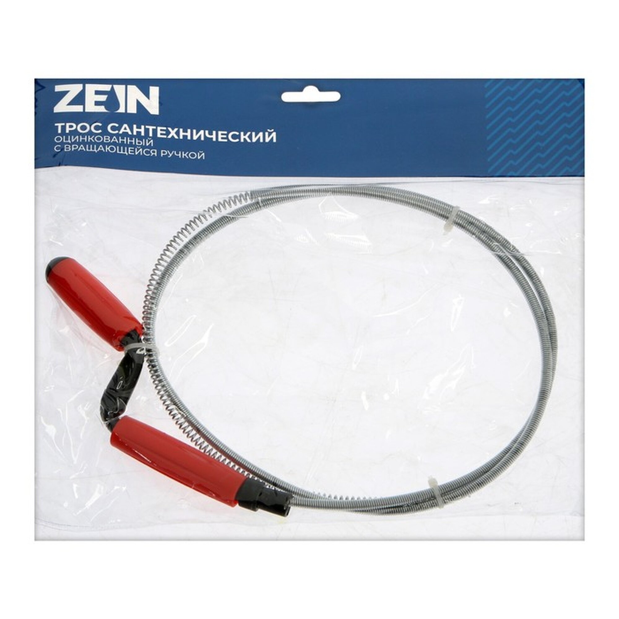 Трос сантехнический ZEIN, оцинкованный, с вращающейся ручкой, d=6 мм, L=1.5 м — фото 1