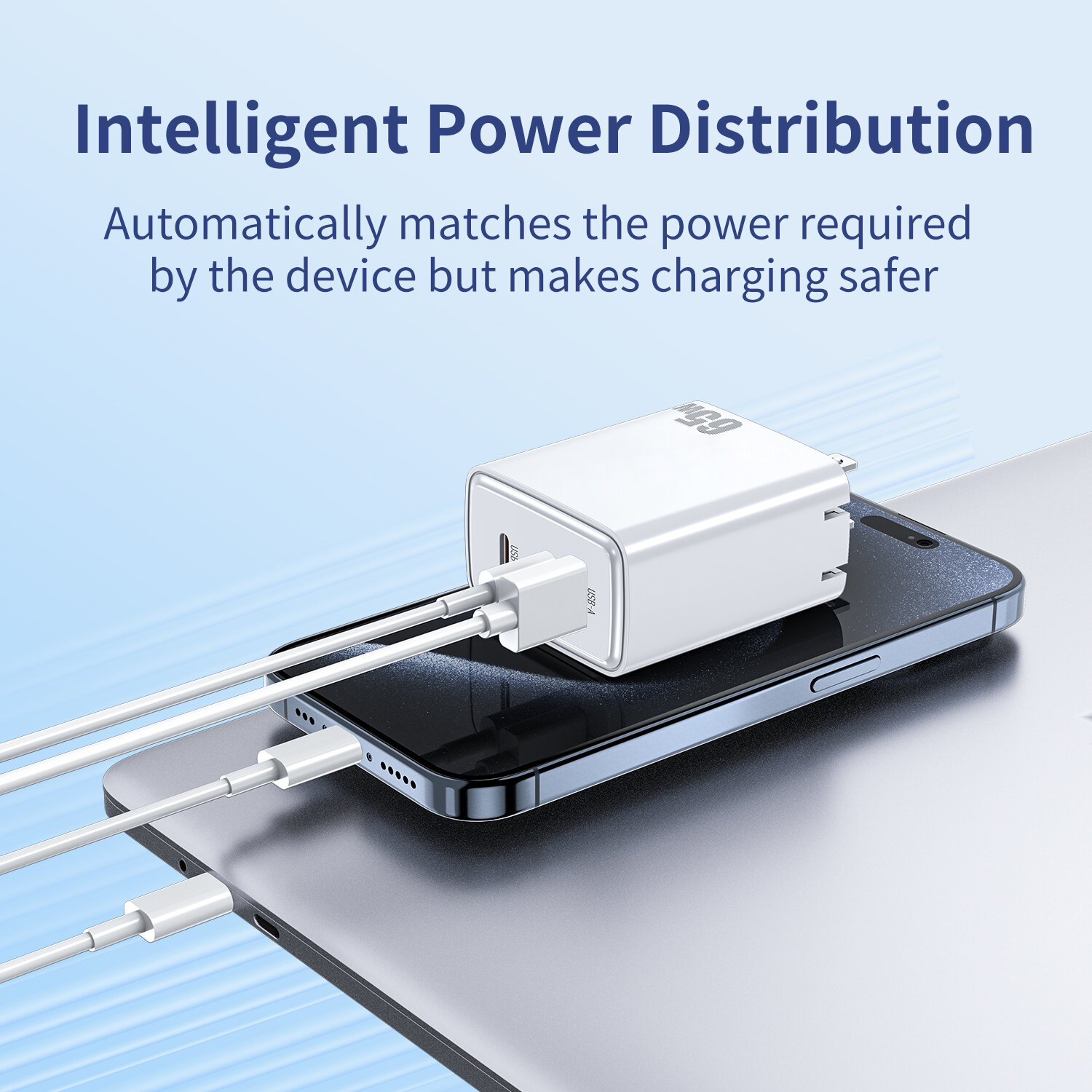 Блок зарядки 65W USB-Type-C Type-C / быстрая зарядка, Adapter Белый — фото 1