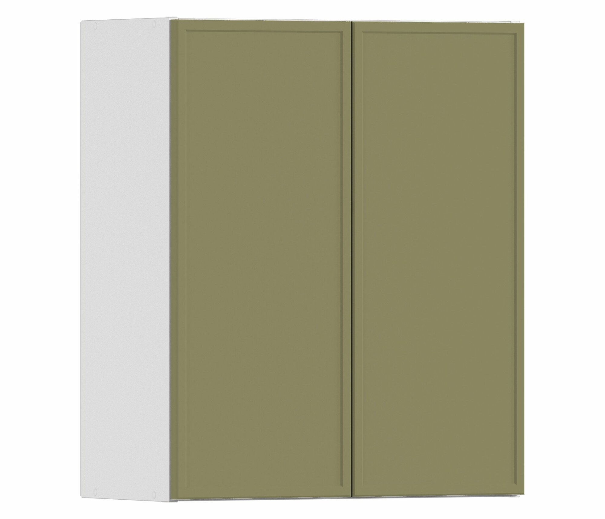 Кухонный модуль навесной шкаф столплит Регина РП-60 с двумя фасадами Белый/МДФ Квадро Хаки 60х29х72 см