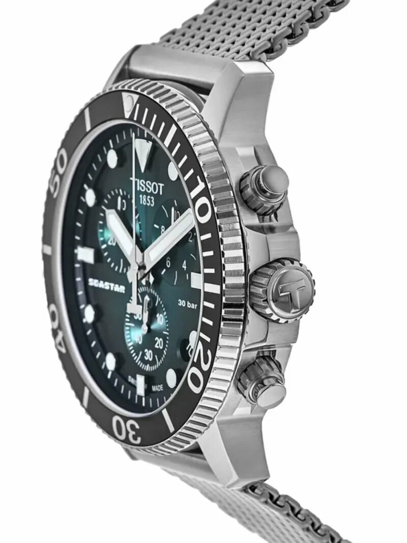 Наручные часы TISSOT, зеленый, серебряный — фото 1