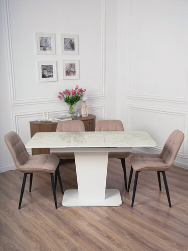 Изображение товара Стол кухонный раздвижной стеклянный Грант 110(140)х70х75 см СтеклоЛ21ЛДСПбелое