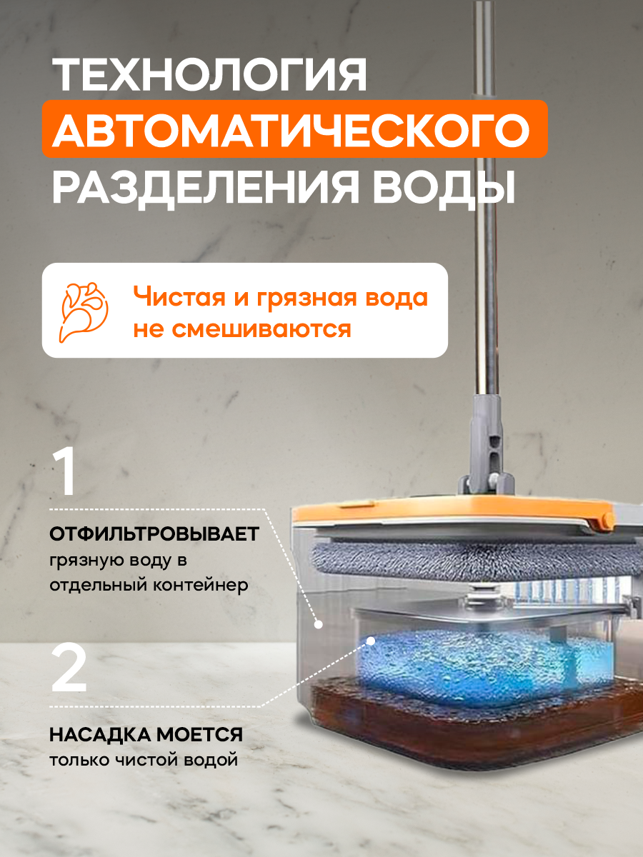 Швабра KEEPHOT, автоматический отжим, фильтрация воды, всегда чистые руки — фото 1