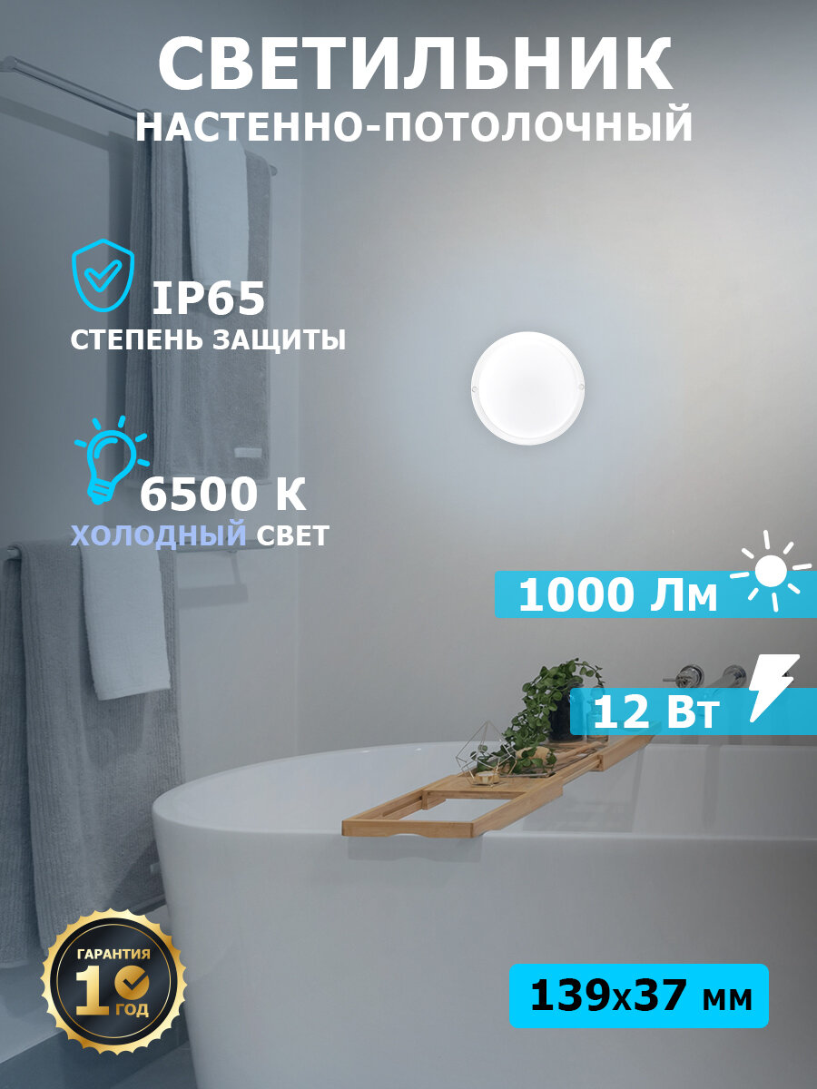 Светильник светодиодный 1000 ЖКХ 6500 К настенный потолочный REXANT