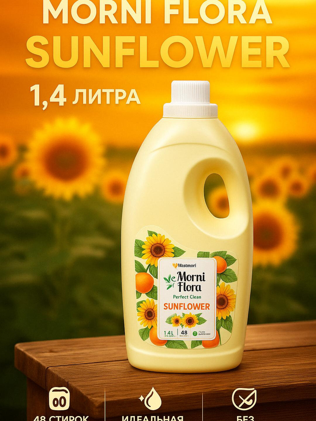 Кондиционер UNIDAILY Morni Flora SUNFLOWER — суперконцентрат с ароматом мандарина и цветов для свежего белья