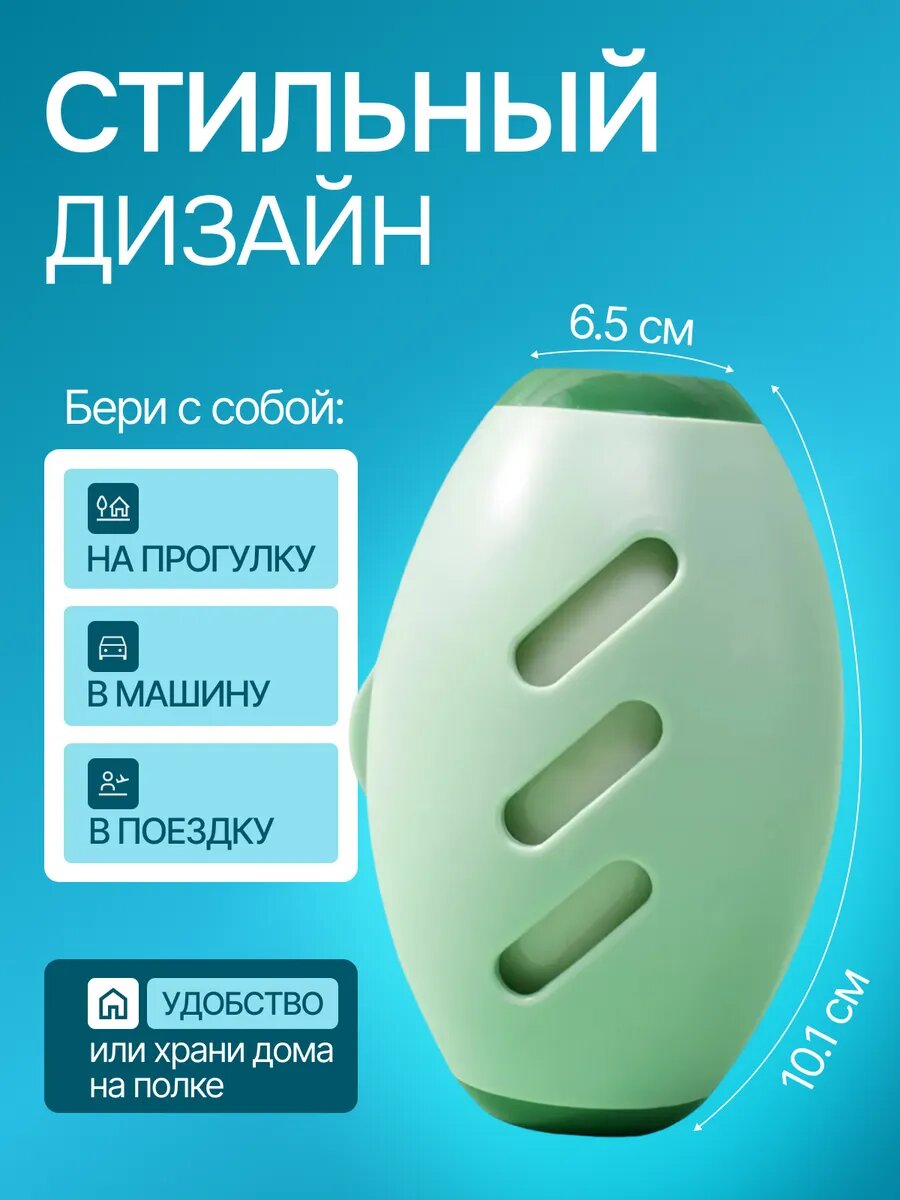 Многоразовый силиконовый ролик в защитном чехле для чистки одежды и мебели, зеленый — фото 1