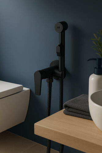 Изображение товара Смеситель скрытого монтажа ESKO с гигиеническим душем, черный