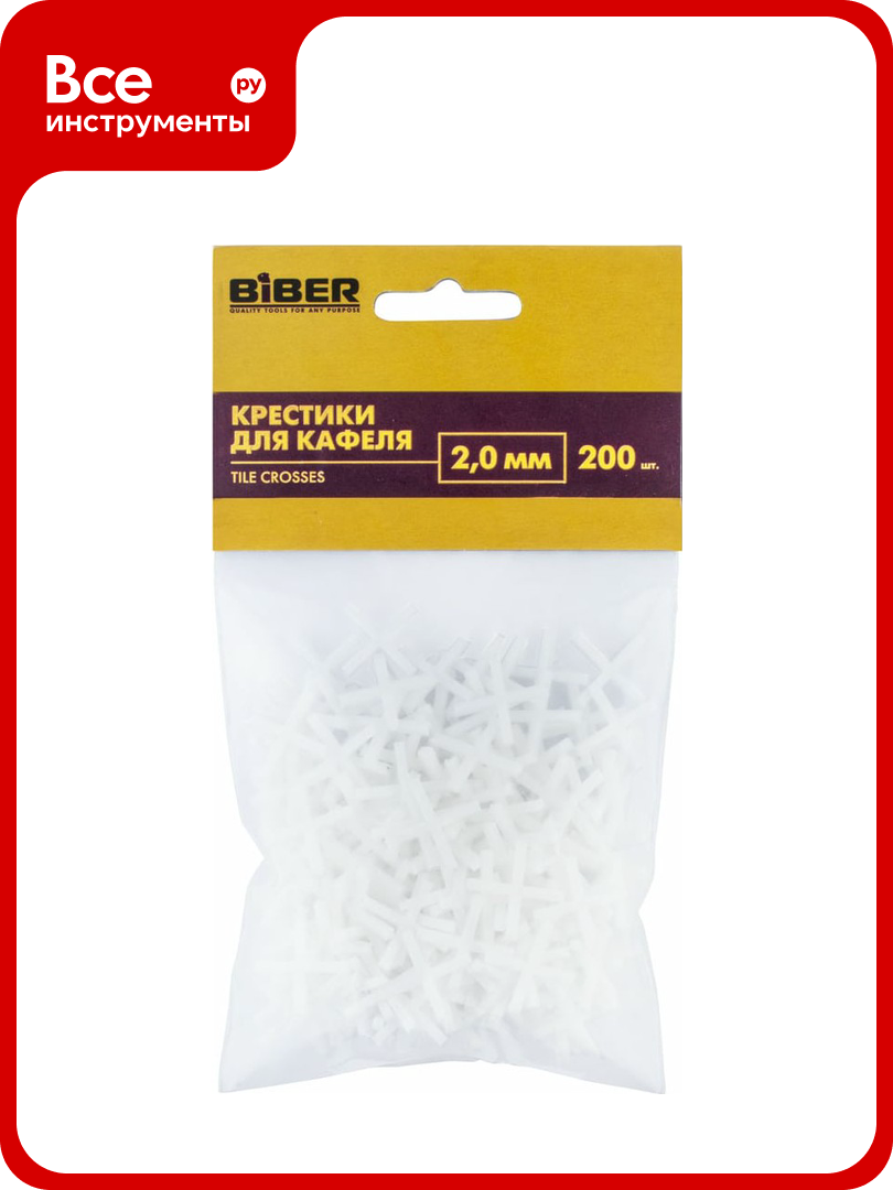 Крестики для кафеля (200 шт; 2 мм) Biber 55602 тов-080348