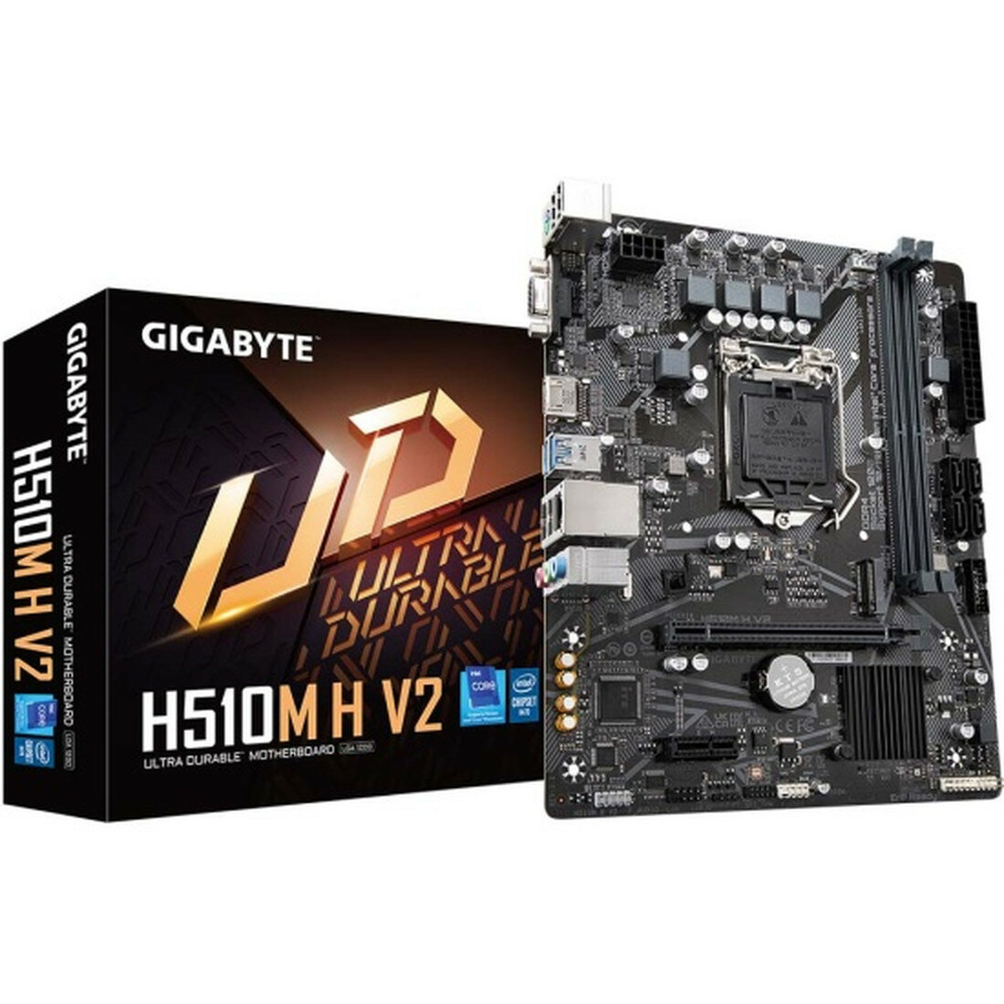 Материнская плата GIGABYTE H510M H V2, microATX, 8-канальный звук, 64Гб