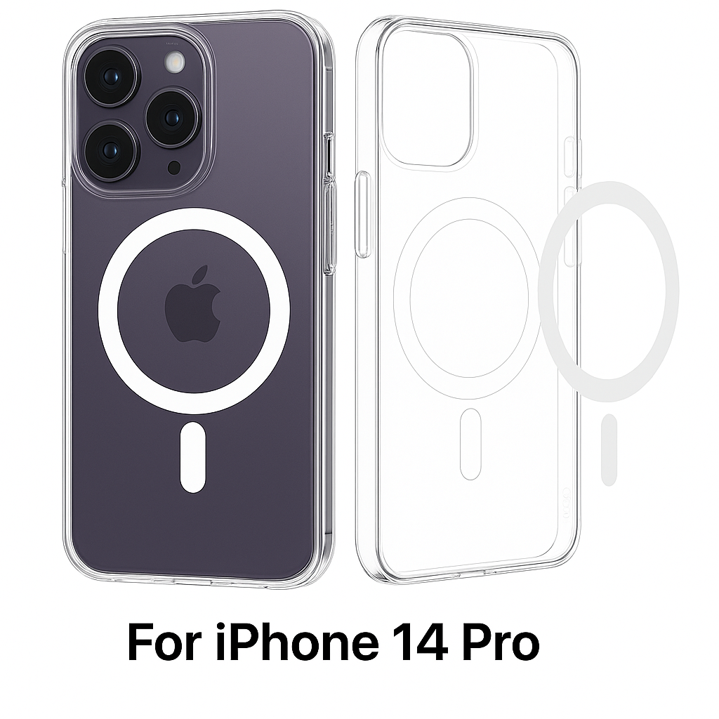 Чехол Magsafe для Iphone 14 pro прозрачный тонкий хрусталь, ударопрочный