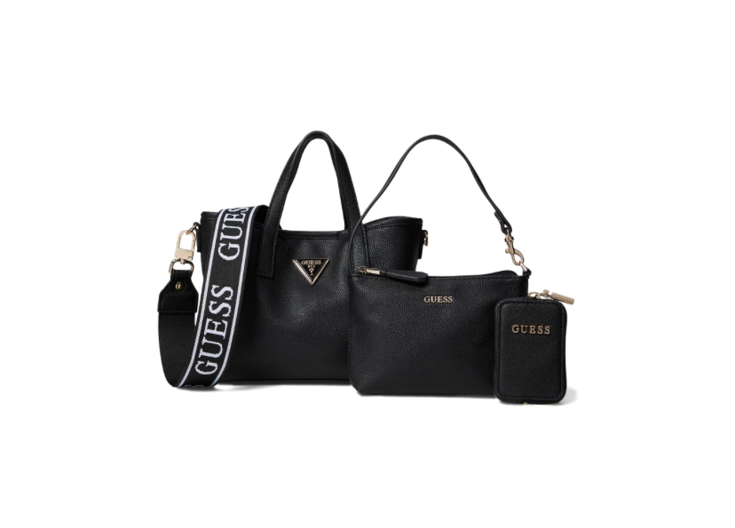 Сумка кросс-боди GUESS Latona Mini, 3 шт, фактура зернистая, черный