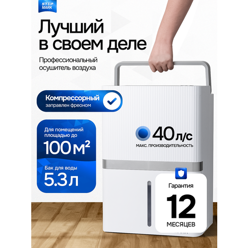 Осушитель воздуха бытовой для дома, квартиры и подвала 40 л для помещений до 100 кв. м