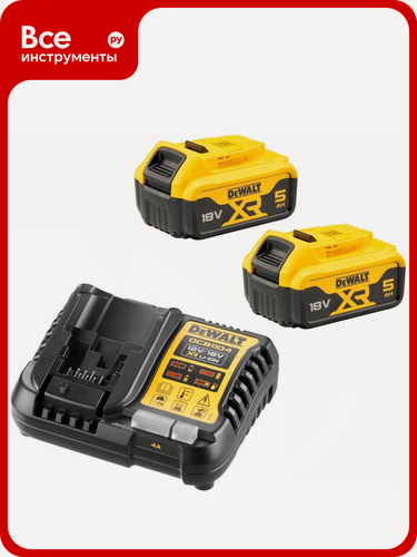 Изображение товара Набор Dewalt: 2 АКБ DCB184, Li-Ion, 18 В, 5 Ач и зарядное, определенных партий