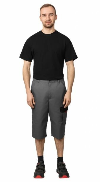 Шорты рабочие мужские л23-ШР серые/красные (размер 56-58 рост 182-188)