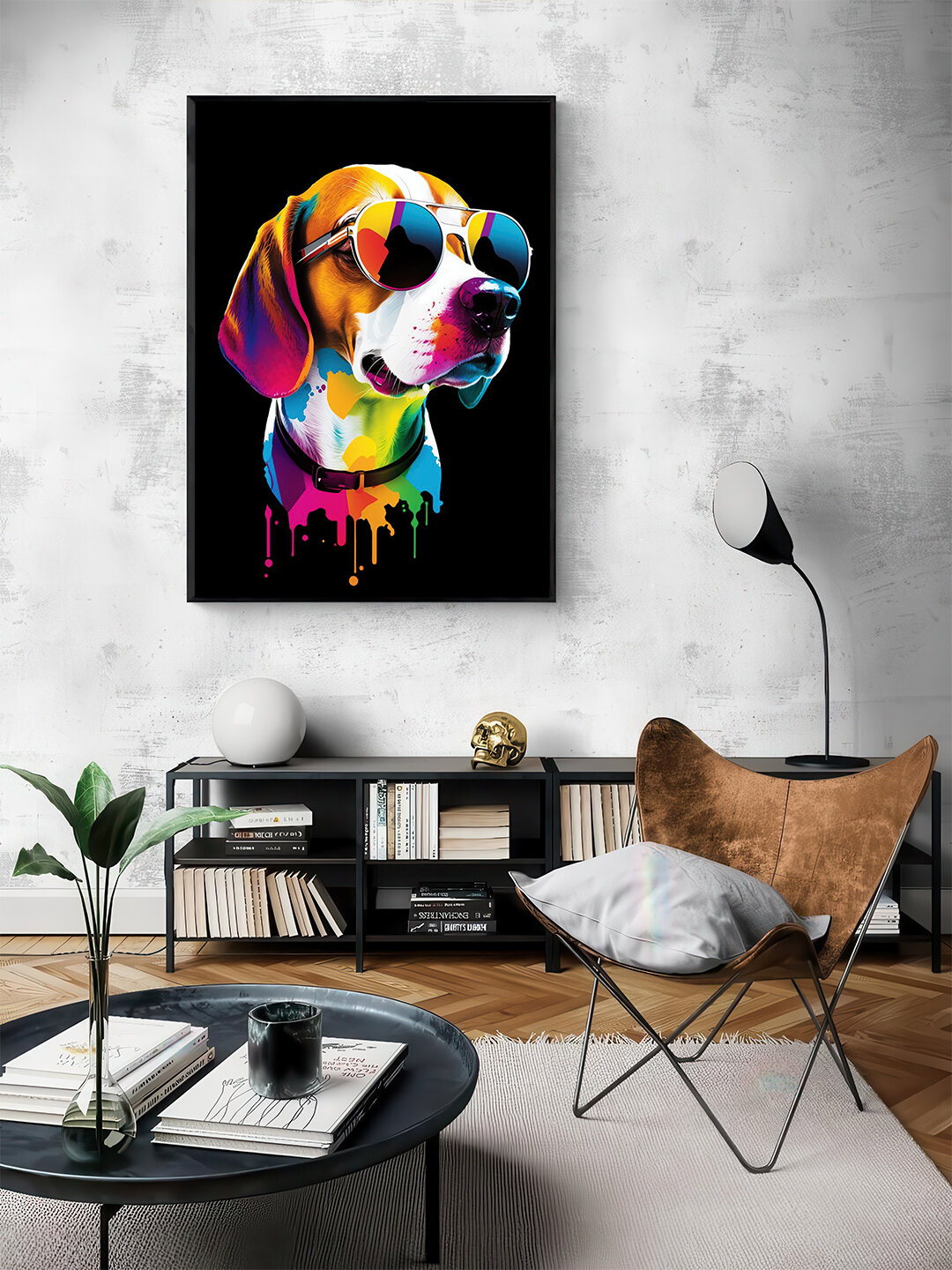 Картина "Пёс в красках", интерьерная, на холсте, без рамы, цифровая печать 110 x 150 — фото 1
