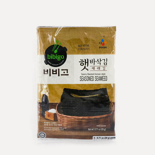Изображение товара Водоросли нори CJ Bibigo обжаренные Кимпаб Wrap&Roll 22 г, Южная Корея