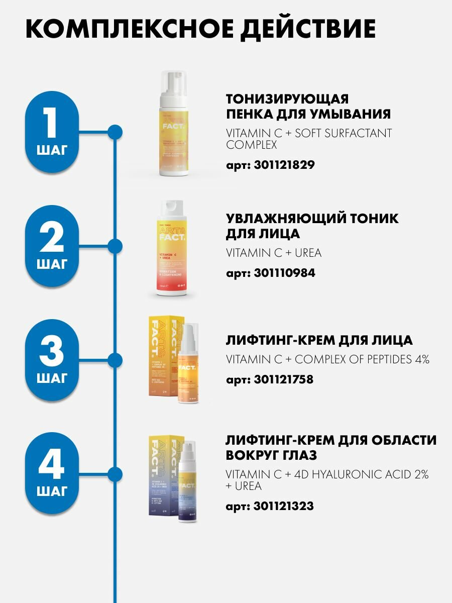 Картинки ART&FACT. / Подарочный набор косметики для ухода за кожей лица с кремом тоником и пенкой с витамином С