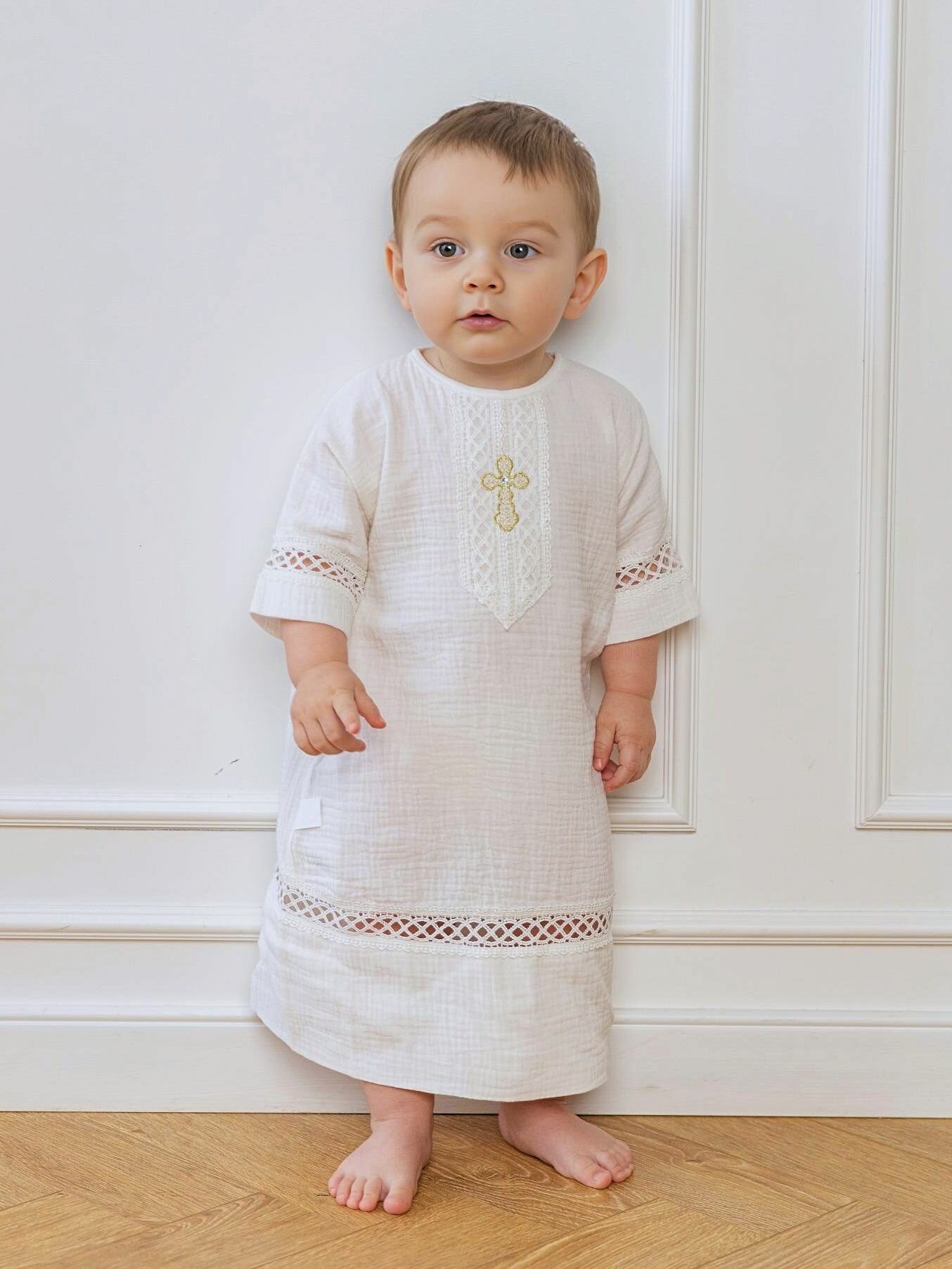 Рубашка крестильная Jolly Baby размер 62-68 молочный