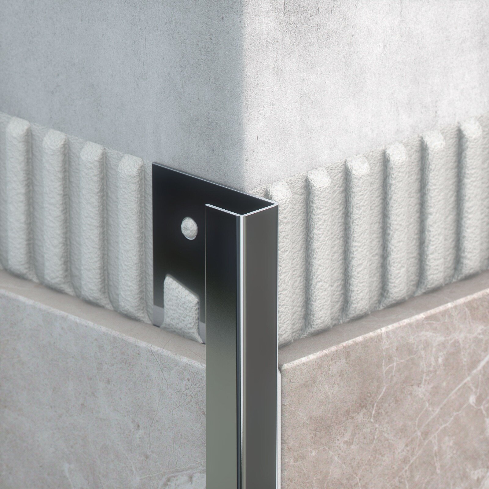 С-образный профиль для плитки нержавеющая сталь полировка 10*2700 мм