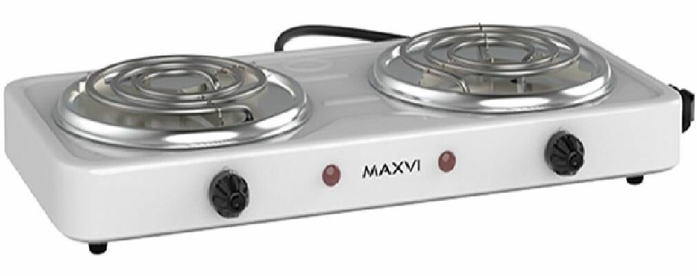 Электрическая настольная плита MAXVI HE201 2 конфорки белый