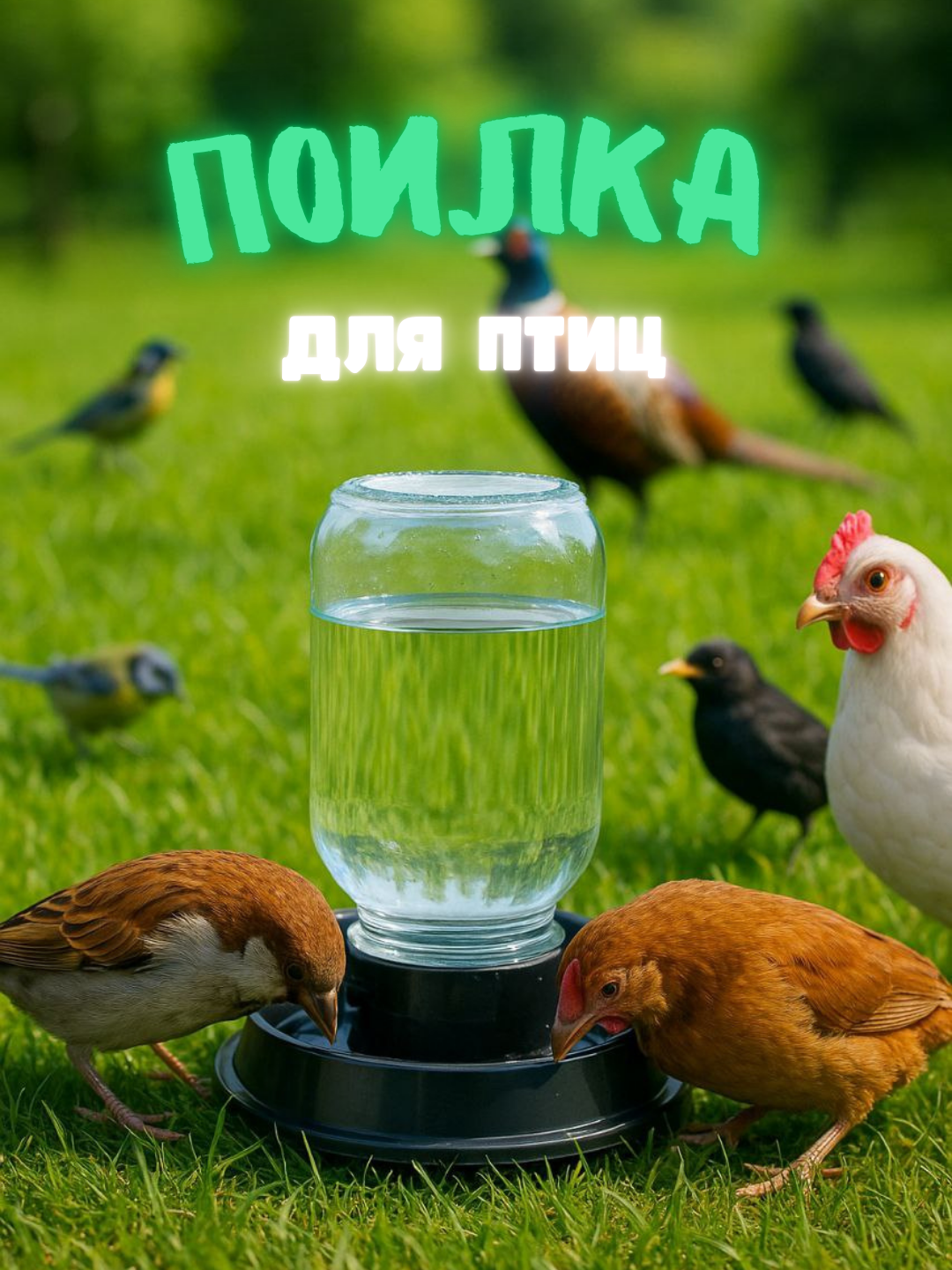 Автоматическая поилка для птиц – подходит для банки до 3 литров, удобная и гигиеничная поилка.