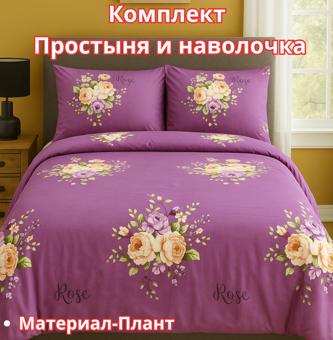 Постельное белья "Простыня и наволочка" размер евро стандарт