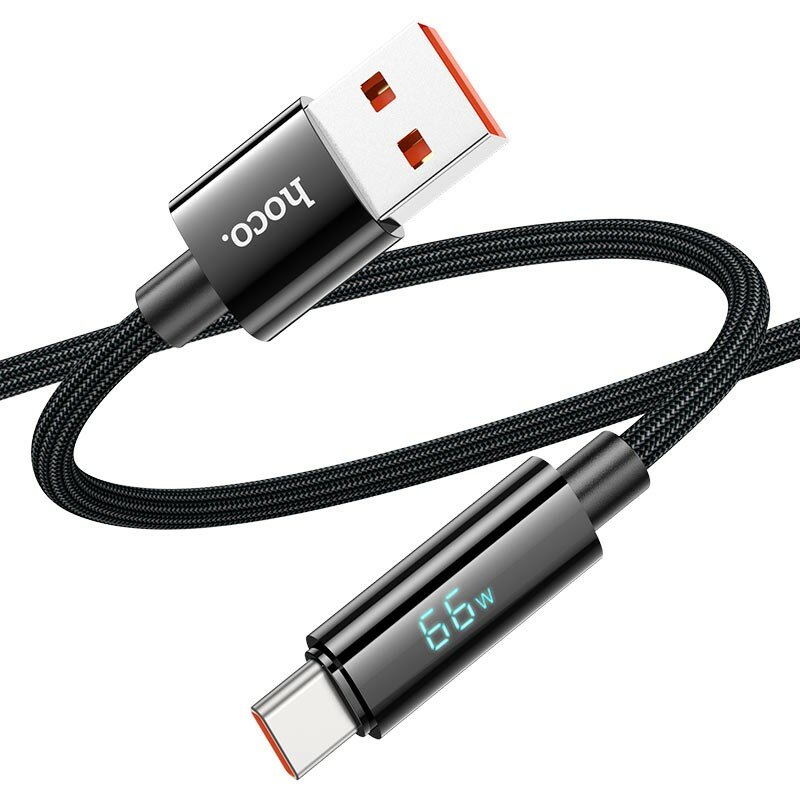 Дата-кабель HOCO U125 Benefit 5A charging data cable with display Type-C 1,2м (черный)