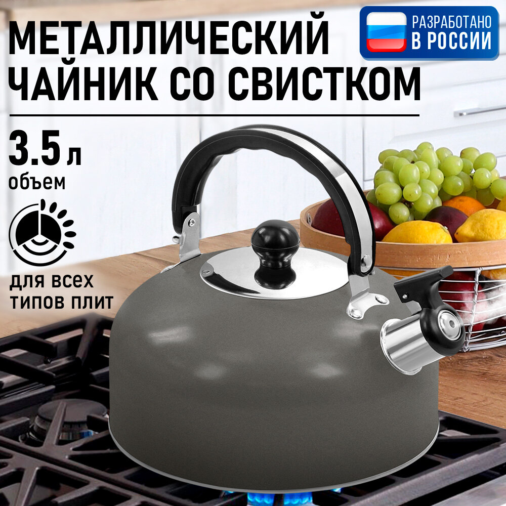 Чайник со свистком HOME ELEMENT HE-WK1604A темно-серый матовый