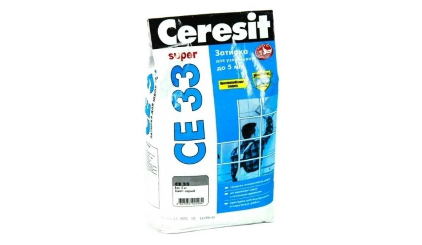 Затирка для узких швов до 6 мм. Ceresit СЕ 33 SUPER 07 серая 5 кг.