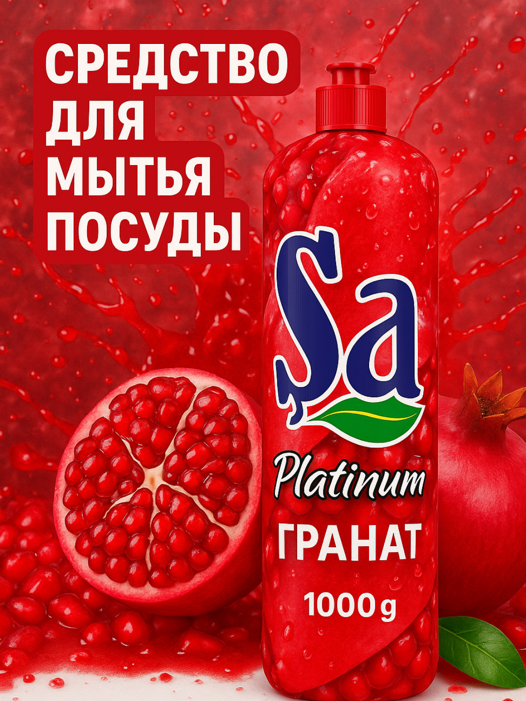 Гель для мытья посуды "Sa Platinum", с фруктовым ароматом, 1000 г