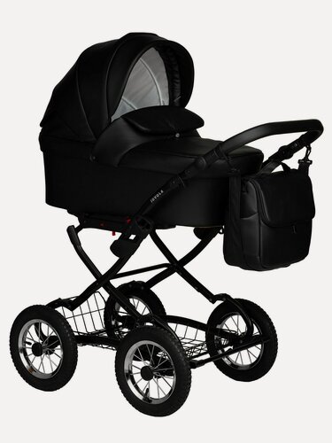 Изображение товара Коляска-люлька для новорожденных Jovola Tessa Eco Light Classic, классическая, всесезонная, Te 03 (черная кожа)