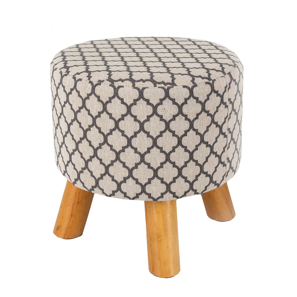 Пуфик круглый TODELIA Dammon, 30х30х30 см, серо-белый, принт