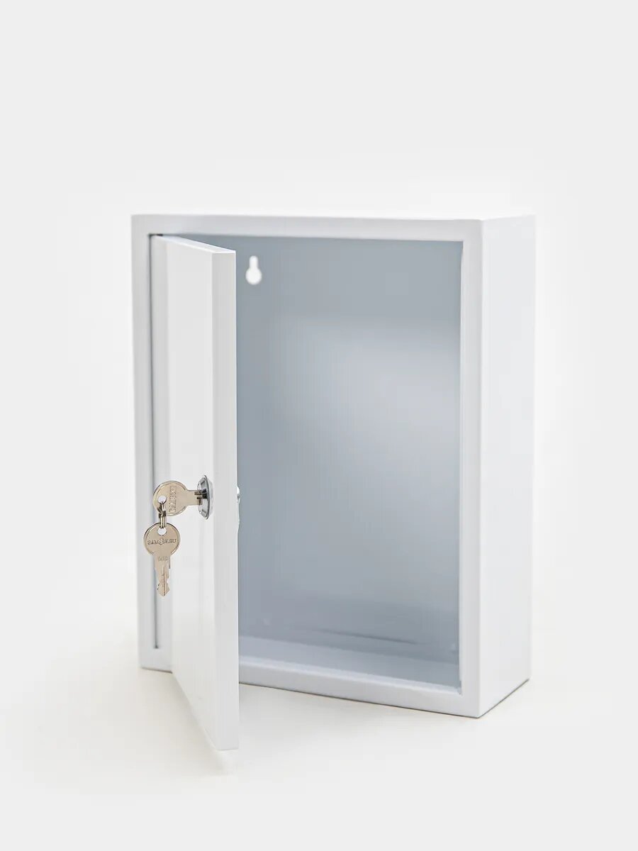 Аптечка настенная металлическая с замком белая 310х250х100 мм