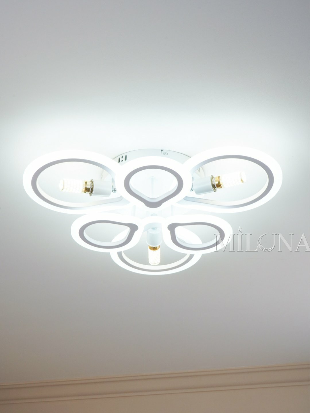 Люстра потолочная LED, с пультом управления, 3 режима освещения, с патронами под лампы