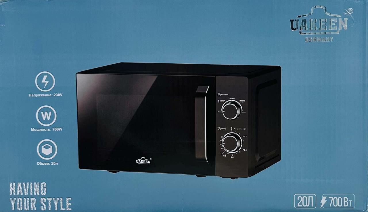 Микроволновая печь UAKEEN ZL-1901B, 20 л, мощность 700Вт, цвет черный