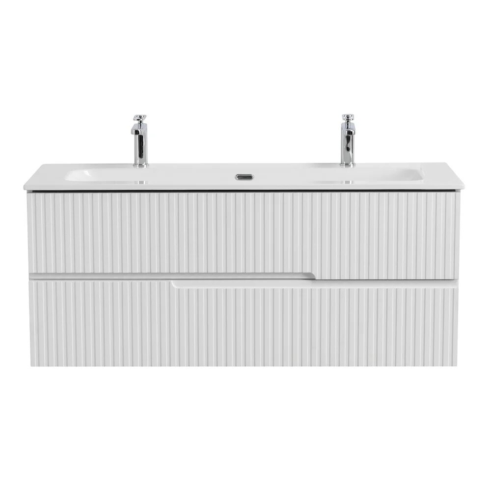 Тумба с раковиной Cezares Duet 120 ясень белый софт раковина Cezares CZR-8073-120-1-2